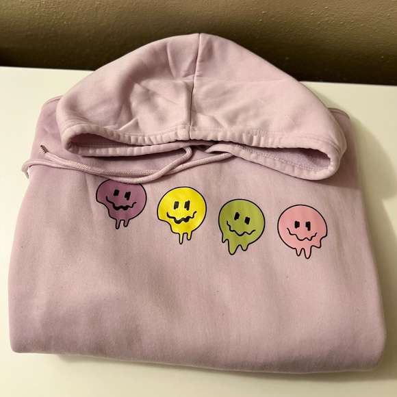 Purple Hoodie Sweatshirt with Smiley Faces - Picture 1 of 4